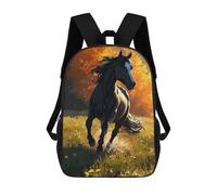 sinyumoney Black Horse Galloping in Autumn Meadow Sacs À Dos Scolaires Pour Enfants, Sac D'école Imprimé En 3D Pour Garçons, Élèves Du Primaire Et Du Collège 17inch
