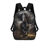 sinyumoney Black Horse Galloping Sac À Dos Scolaire Enfant Tendance Et Décontracté, Sac À Dos Imprimé En 3D Pour Garçon, Grand Sac À Dos 17inch