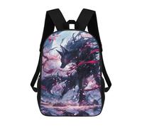 sinyumoney Black Kitsune Sakura Sac À Dos Imprimé En 3D Pour Enfants, Sac D'école, Sac De Voyage Grande Capacité, Sac À Livres, Sac À Dos Pour Enfants 17inch