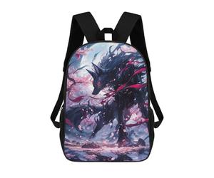 sinyumoney Black Kitsune Sakura Sac À Dos Imprimé En 3D Pour Enfants, Sac D'école, Sac De Voyage Grande Capacité, Sac À Livres, Sac À Dos Pour Enfants 17inch