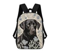 sinyumoney Black Labrador in Floral Pattern Sac À Dos Imprimé En 3D Pour Enfants, Sac D'école Grande Capacité, Sac De Voyage, Sac À Livres, Sac À Dos Scolaire Pour Enfants 17inch