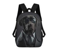 sinyumoney Black Labrador Mafia Boss Sacs À Dos Tendance Imprimés En 3D 17inch Sac D'école Décontracté Pour Enfants, Garçons, Élèves Du Primaire Et Du Collège