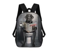 sinyumoney Black Labrador on Toilet Sac À Dos Imprimé En 3D, Sac D'école Décontracté Et Tendance Pour Enfants, Sac D'école Pour Garçons, Collégiens 17inch