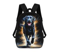 sinyumoney Black Labrador Running Sac À Dos Avec Poche, Sacs À Dos Imprimés En 3D, Sacs De Voyage, Sacs À Livres, Sacs D'école Pour Enfants 17inch