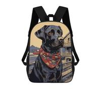 sinyumoney Black Labrador with Bandana Sac À Dos Enfant, Sac D'école, Sac À Dos Imprimé 3D Avec Motif De Dessin Animé, Grande Capacité, Pour Garçons Et Filles 17inch