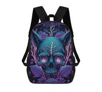 sinyumoney Black Light Cat Skull Sacs À Dos Scolaires Pour Garçons Et Filles, Sacs À Dos Décontractés Pour Le Sport, Sacs À Dos De Grande Capacité Pour L'école Primaire 17inch