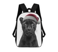 sinyumoney Black Panther with Santa Hat Sac À Dos, Cartable Imprimé En 3D, Sac À Goûter, Sac À Dos De Voyage, Sac À Dos Entre Amis, Sac À Dos Scolaire Pour Filles Et Garçons 17inch