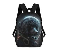 sinyumoney Black Poodle Astronaut Sac À Dos Scolaire Pour Ordinateur Portable, Idéal Pour L'école, Le Travail Et Les Voyages, Pour Filles, Garçons Et Adolescents 17inch