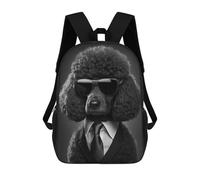 sinyumoney Black Poodle Mafia Boss Sacs À Dos Imprimés En 3D Pour Enfants 17inch Sacs À Dos Tendance Et Décontractés Pour La Journée, Sacs De Voyage, Sacs À Dos D'extérieur Pour Garçons Et Filles