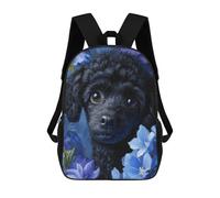sinyumoney Black Poodle with Blue Flowers Sacs À Dos Scolaires Pour Garçons Et Filles, Sacs À Dos Décontractés Pour Le Sport, Sacs À Dos De Grande Capacité Pour L'école Primaire 17inch