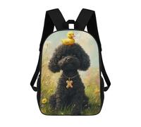 sinyumoney Black Poodle with Yellow Duck -4 Sacs À Dos Pour Enfants, Sac À Dos Scolaire Imprimé En 3D Pour Enfants, Sac À Dos De Voyage, Sac À Livres Pour Enfants 17inch Sac D'école