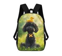 sinyumoney Black Poodle with Yellow Duckling -2 17inch Sacs À Dos Scolaires Imprimés En 3D - Sacs À Dos Tendance Pour Garçons Du Primaire Et Du Collège