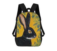 sinyumoney Black Rabbit with Yellow Background 17inch Sac À Dos Scolaire Imprimé En 3D Pour Enfants, Style Décontracté Et Tendance, Idéal Pour Les Voyages Et Les Études.