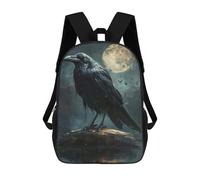 sinyumoney Black Raven Full Moon Sac À Dos Enfant, Cartable Pour Garçons Et Adolescents, Sac À Dos De Voyage, Sac À Dos Scolaire, Sac À Livres 17inch