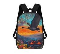 sinyumoney Black Swan Flying Over Volcanic Landscape Sacs À Dos Scolaires Pour Enfants, Sac D'école Imprimé En 3D Pour Garçons, Élèves Du Primaire Et Du Collège 17inch