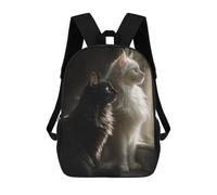 sinyumoney Black & White Cats Window Sacs À Dos Tendance Imprimés En 3D 17inch Sac D'école Décontracté Pour Enfants, Garçons, Élèves Du Primaire Et Du Collège