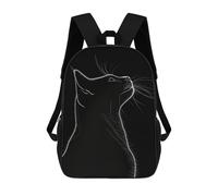 sinyumoney Black White Cute Cat Silhouette Sacs À Dos Scolaires Pour Enfants, Sac D'école Imprimé En 3D Pour Garçons, Élèves Du Primaire Et Du Collège 17inch