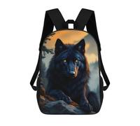 sinyumoney Black Wolf at Sunset Sacs À Dos 17 Pouces Pour Enfants, Sacs D'école Imprimés En 3D Pour Élèves Du Primaire Et Du Collège, Garçons Et Filles