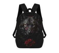 sinyumoney Black Wolf Dark Red Rose Sacs À Dos Pour Enfants, Cartables, Sacs À Dos Scolaires Imprimés En 3D, Sacs À Dos De Voyage Tendance Pour Enfants (primaire, Collège) 17inch