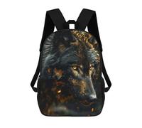 sinyumoney Black Wolf in Gold Sac À Dos, Cartable Imprimé En 3D, Sac À Goûter, Sac À Dos De Voyage, Sac À Dos Entre Amis, Sac À Dos Scolaire Pour Filles Et Garçons 17inch