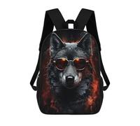 sinyumoney Black Wolf in Sunglasses Sacs À Dos Pour Enfants, Cartables, Sacs À Dos Scolaires Imprimés En 3D, Sacs À Dos De Voyage Tendance Pour Enfants (primaire, Collège) 17inch