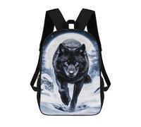sinyumoney Black Wolf in Winter Moonlight Sacs À Dos 17 Pouces Pour Enfants, Sacs D'école Imprimés En 3D Pour Élèves Du Primaire Et Du Collège, Garçons Et Filles
