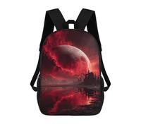 sinyumoney Blood Moon Reflection Fantasy Landscape 17inch Sacs À Dos Scolaires Imprimés En 3D - Sacs À Dos Tendance Pour Garçons Du Primaire Et Du Collège