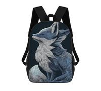 sinyumoney Blue And Fox Illustration Sacs À Dos Scolaires Pour Enfants, Sac D'école Imprimé En 3D Pour Garçons, Élèves Du Primaire Et Du Collège 17inch