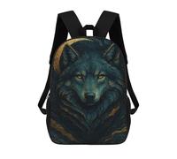 sinyumoney Blue And Gold Wolf Portrait Sac À Dos Pour Garçons Et Adolescents, Sacs À Dos Pour Filles, Sacs À Dos Pour Tout-petits, Sacs À Livres Pour L'école Primaire Et Le Collège 17inch