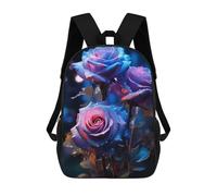 sinyumoney Blue And Purple Rose Sacs À Dos Pour Enfants, Cartables, Sacs À Dos Scolaires Imprimés En 3D, Sacs À Dos De Voyage Tendance Pour Enfants (primaire, Collège) 17inch