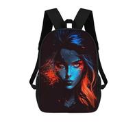 sinyumoney Blue And Red Abstract Portrait Sac À Dos Scolaire Pour Adolescents, Imprimé En 3D, Ajustable, À Poches Tendance, Pour Enfants, Garçons, Filles, Étudiants Et Adolescents 17inch