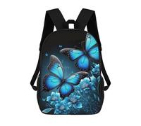 sinyumoney Blue Butterfly Garden Sacs À Dos Scolaires Pour Garçons Et Filles, Sacs À Dos Décontractés Pour Le Sport, Sacs À Dos De Grande Capacité Pour L'école Primaire 17inch