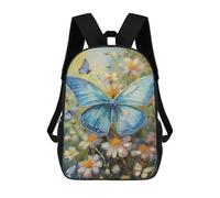 sinyumoney Blue Butterfly Painting Sacs À Dos Pour Enfants, Cartables, Sacs À Dos Scolaires Imprimés En 3D, Sacs À Dos De Voyage Tendance Pour Enfants (primaire, Collège) 17inch