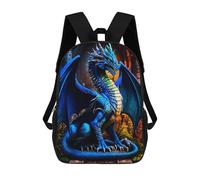 sinyumoney Blue Dragon Statue Sac À Dos Scolaire Pour Enfants, Imprimé En 3D, Sac À Dos Tendance Pour Garçons, Élèves Du Primaire Et Du Collège 17inch