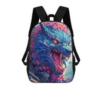 sinyumoney Blue Dragon with Pink Flowers -1 Sac À Dos Scolaire Pour Enfants, Grand Sac À Dos 3D, Cadeau Pour Enfants 17inch