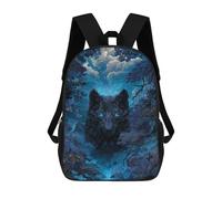 sinyumoney Blue-Eyed Wolf in Forest Sacs À Dos 17 Pouces Pour Enfants, Sacs D'école Imprimés En 3D Pour Élèves Du Primaire Et Du Collège, Garçons Et Filles