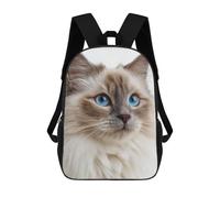 sinyumoney Blue Eyes White Cat Sac À Dos Imprimé En 3D, Sac D'école Décontracté Et Tendance Pour Enfants, Sac D'école Pour Garçons, Collégiens 17inch