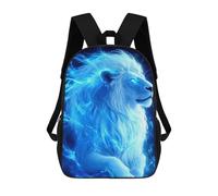 sinyumoney Blue Flame Lion Sac À Dos Enfant Fille 3D, Sac D'école, Sac À Dos Pour Tout-petits, Sac À Dos Décontracté, Sac À Livres Tendance 17inch