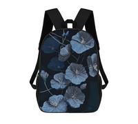 sinyumoney Blue Floral Pattern on Dark Background Sac À Dos Scolaire Pour Enfants Imprimé En 3D, Idéal Pour Les Voyages Et Les Lectures, Pour Les Garçons Et Les Élèves Du Primaire 17inch