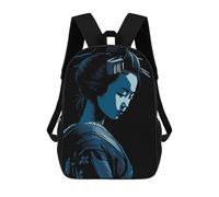 sinyumoney Blue Geisha Portrait Sacs À Dos Décontractés Pour Enfants, Sacs D'école Pour Adolescents, Filles Et Garçons, Sacs À Dos Pour Livres 17inch