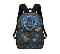 sinyumoney Blue Gothic Rose Sac À Dos Enfant Fille 3D, Sac D'école, Sac À Dos Pour Tout-petits, Sac À Dos Décontracté, Sac À Livres Tendance 17inch