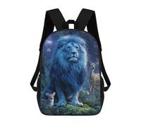 sinyumoney Blue Lion in Fantasy Forest Sac À Dos Imprimé Pour Enfants, Sac D'école, Sac De Voyage Pour Adultes Et Enfants 17inch