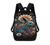sinyumoney Blue Rabbit with Lotus Flowers Sac À Dos Scolaire, Sac À Dos Professionnel, Sac À Dos Imperméable Pour Le Camping, Les Aventures En Plein Air Et Les Voyages Quotidiens 17inch