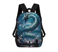 sinyumoney Blue Water Dragon Fantasy Sac À Dos Scolaire Pour Enfants Imprimé En 3D, Idéal Pour Les Voyages Et Les Livres 17inch