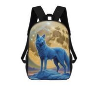 sinyumoney Blue Wolf Moon Sac À Dos Imprimé Pour Enfants, Sac D'école, Sac De Voyage Pour Adultes Et Enfants 17inch