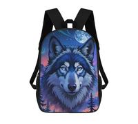 sinyumoney Blue Wolf Portrait Moonlight Sac À Dos Imprimé En 3D Pour Garçons, Sac D'école Grande Capacité, Sac De Voyage, Sac À Livres, Sac D'école Pour Garçons, Mochila 17inch