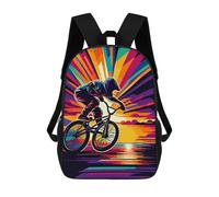 sinyumoney BMX Sunset Wpap Pop Art Sac À Dos Scolaire Pour Adolescents, Imprimé En 3D, Ajustable, À Poches Tendance, Pour Enfants, Garçons, Filles, Étudiants Et Adolescents 17inch