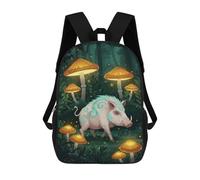 sinyumoney Boar in Enchanted Mushroom Forest Sacs À Dos Imprimés En 3D Pour Enfants, Sacs D'école Tendance Pour Garçons, Sacs De Voyage, Sacs Scolaires Pour Élèves Du Primaire 17inch