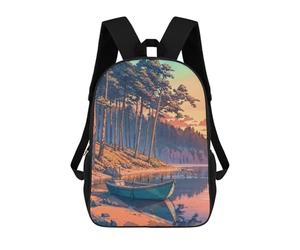 sinyumoney Boat by The Lake Sac À Dos Enfant Tendance Et Amusant, Sac À Dos Pour Garçons Et Adolescents, Sac D'école Imprimé En 3D Pour Garçons 17inch