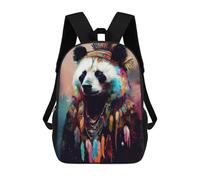 sinyumoney Bohemian Panda Portrait Sac À Dos Enfant, Cartable, Sac D'école, Motif Dessin Animé 3D, Sac Pour Ordinateur Portable, Pour Garçons Et Filles 17inch